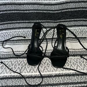 Black strappy heels from Lulus, size 8.5